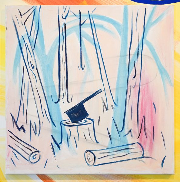 Pim Blokker - Hatchet - 60x60cm Gouache en olie op canvas