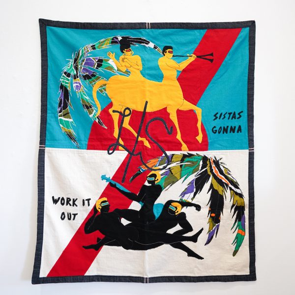 Frohawk Two Feathers - Unoffical Flag of the Leisure Society of Daring Women Black Seminolia Chapter, Or Some Colourful Odalisque Shit - 107x90cm, Katoen en canvas