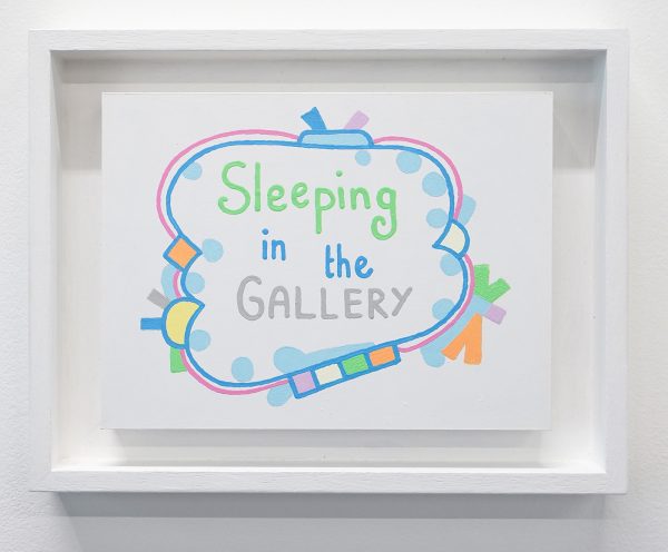 Lilly van der Stokker - Sleeping in the Gallery - 15x20cm Acrylverf op paneel