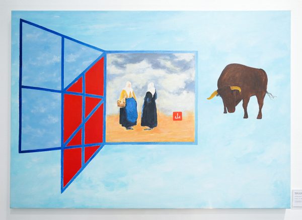 Woody van Amen - Gezigt op Delft - 85x120cm Acrylverf op canvas