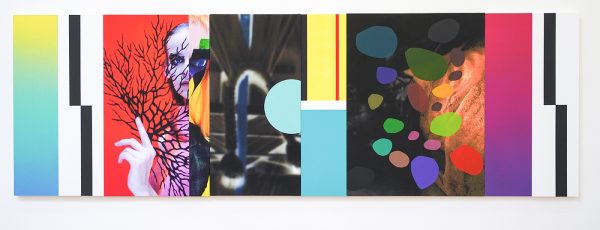 Narcisse Tordoir - Zonder Titel - 60x186x1,5cm Mixed media op houten paneel