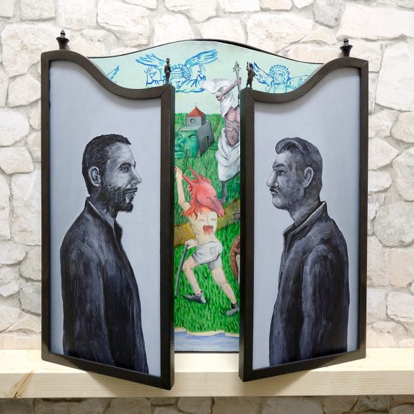 Tom Poelmans - White Whale Triptych - 57x94x19cm (open), Olieverf op paneel in metalen raamwerk (gesloten)