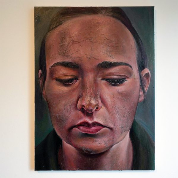 Ina van Zyl - Self-portrait With Downcast Eyes - 75x55cm, Olieverf op linnen