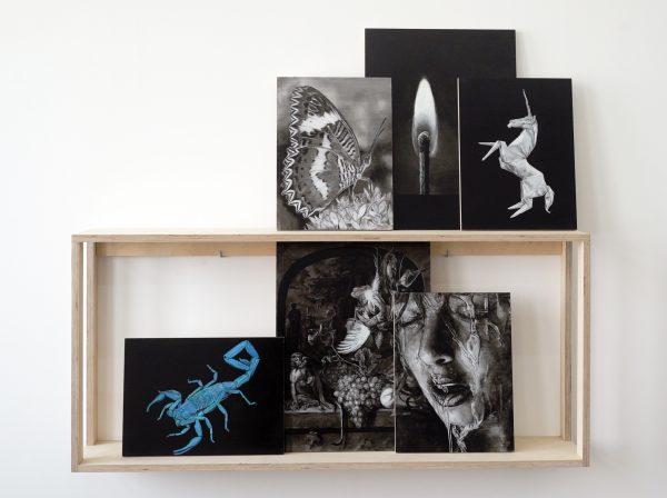 Niek Hendrix - Cabinet (In the Garden of Eden) - 120x100x21cm, Oil and pencil on multiple panels and wooden cabinet