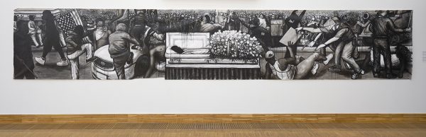 Dareece Walker - From Ferguson to Baltimore - 150x750cm Acrylverf op vinyl, 2015