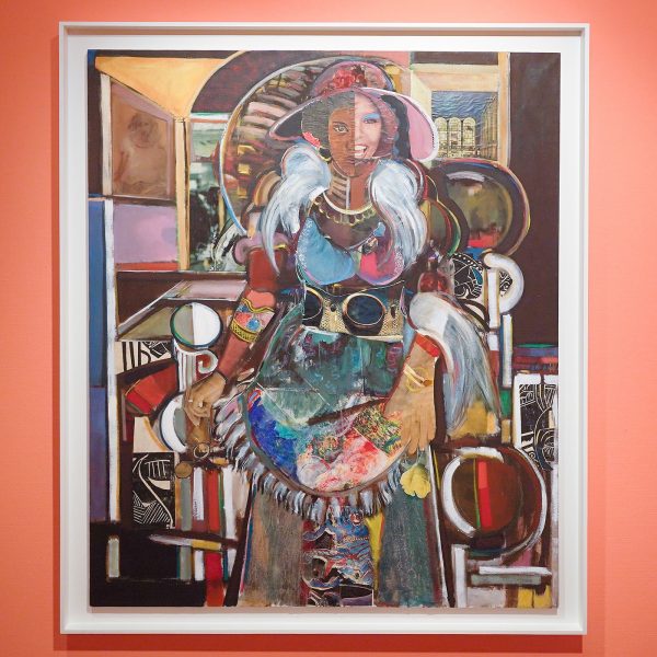 David Driskell - Jazz Singer (Lady of Leisure, Fox) - 132x112cm Olieverf en collage op doek, 1974