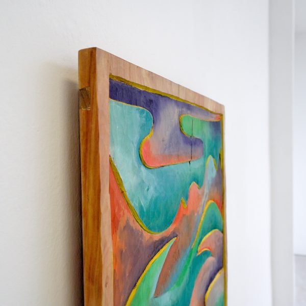 Alejandra Venegas - Tormenta - 60x46cm Gesneden guanacastehout en gouache en encaustiek (detail)