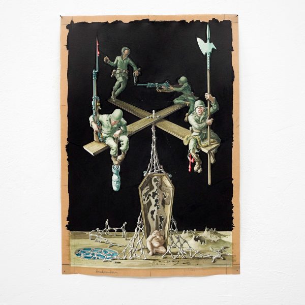 Ab Knupker - Bruidsuiker, Gebedsmolen - 58x38cm Gouache op papier