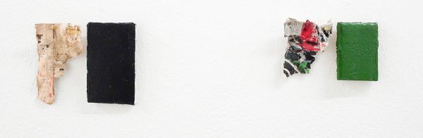 Ties Ten Bosch - Little remains, Black and Green - Gevonden materiaal en olieverf op karton