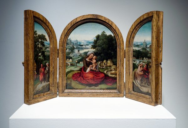 Werkplaats van Adriaen Isenbrandt - Drieluik met Madonna en kind - 24x38cm, Olieverf op paneel, circa 1520