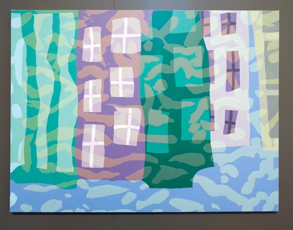 Dewy Elsinga - Waar denk je aan? Staren over de grachten - Acrylverf op doek