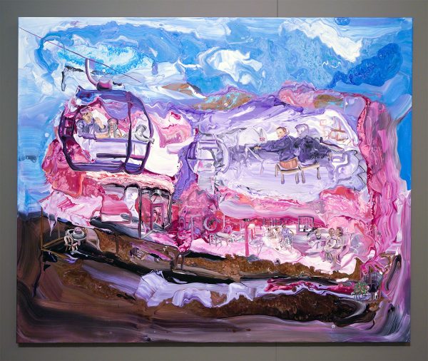 Hend Samir - Dream Home with Cable Cars - Acrylverf op doek