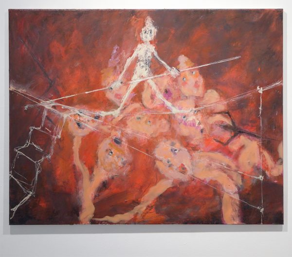 Eva Beresin - High Wire Act - 80x100cm Mixed media op doek
