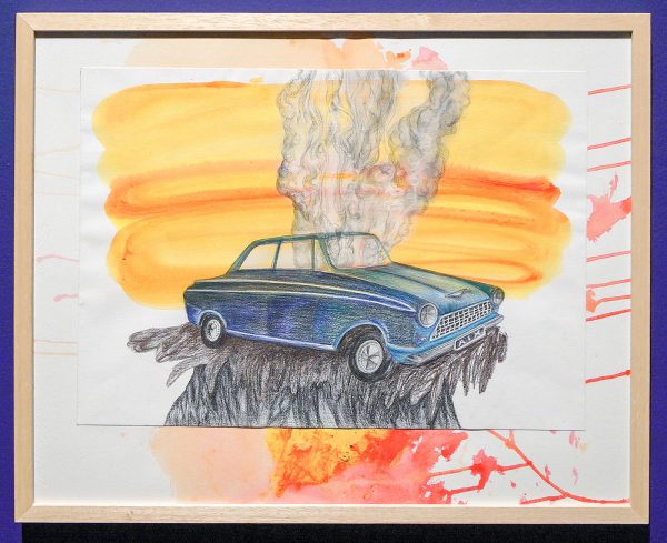 Danielle Lemaire - Colin and Nick on their way to Aix - Kleurpotlood en acrylverf op papier