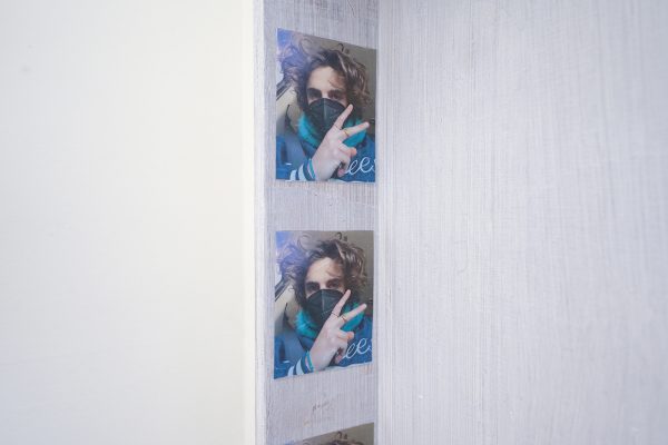 Indigo Deijmann - Timothee Chalamet - 60x45x10cm Olieverf op hout en inkjetprints & Musee des instruments de Musique - 34x34x16cm Hout, karton, metaal en inkjetprints (detail)