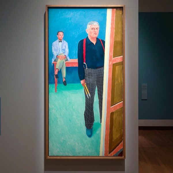 David Hockney - Self-portrait with Charlie - Olieverf op doek, 2005