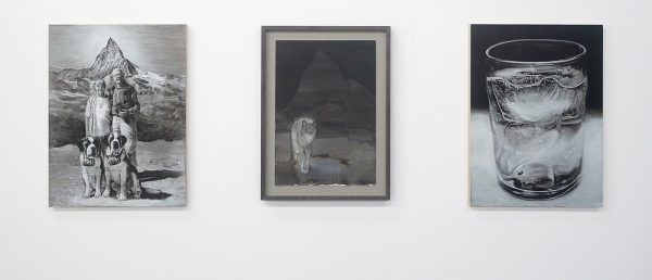 Niek Hendrix - Souvenir - 38x29cm Olieverf op paneel & Anne van As - Lone Wolf - 30x21 Oost-Indische Iinkt en acrylverf op papier & Niek Hendrix - Sublimal Messages - 38x29cm Olieverf op paneel