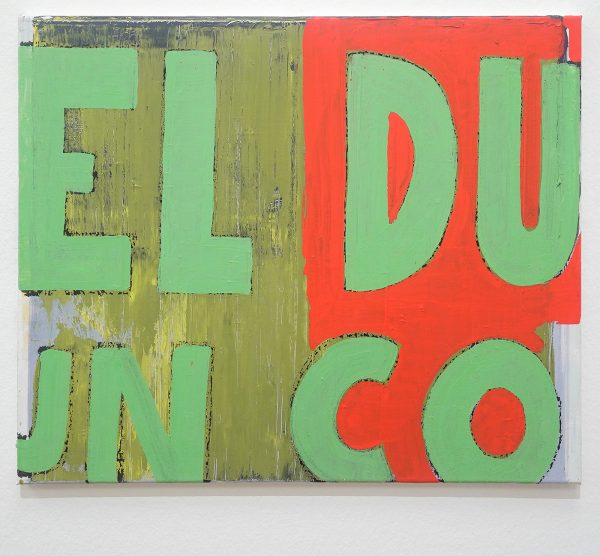 Walter Swennen - Detail (Marcel Duchamps, Duchant est un con)(Marcel Duchamps, Duchant is een eikel) - Olieverf op doek, 2018