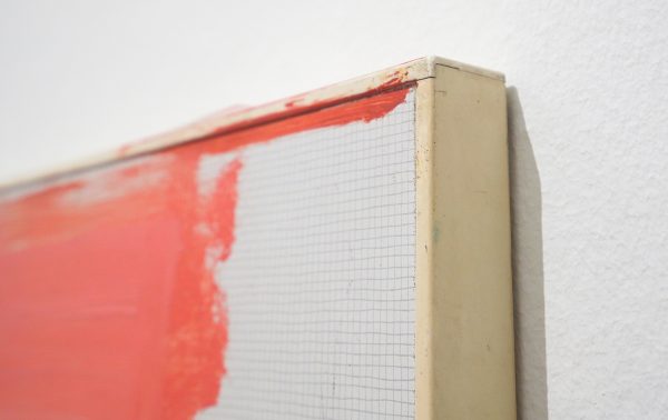 Walter Swennen - E - Olieverf op gevonden PVC, 1996 (detail)