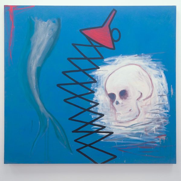 Walter Swennen - Zonder Titel (Tete de mort) (Doodshoofd) - Olieverf op doek, 1991