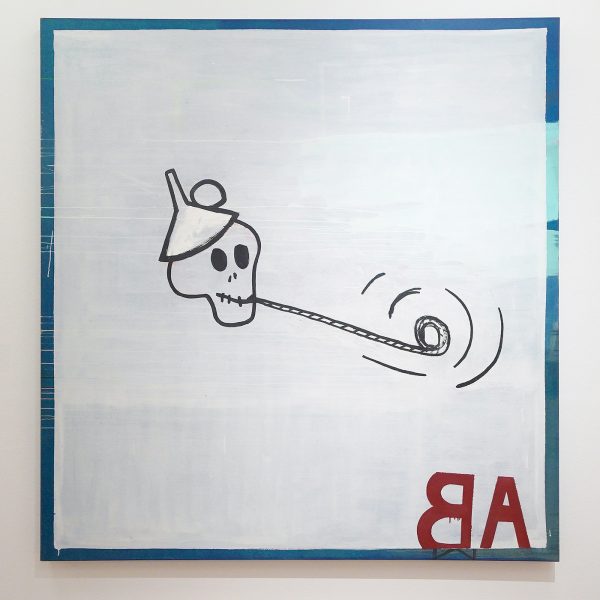 Walter Swennen - Zonder Titel (Tete de mort, entonnoir) (Doodshoofd, trechter) - Olieverf op doek, 1987