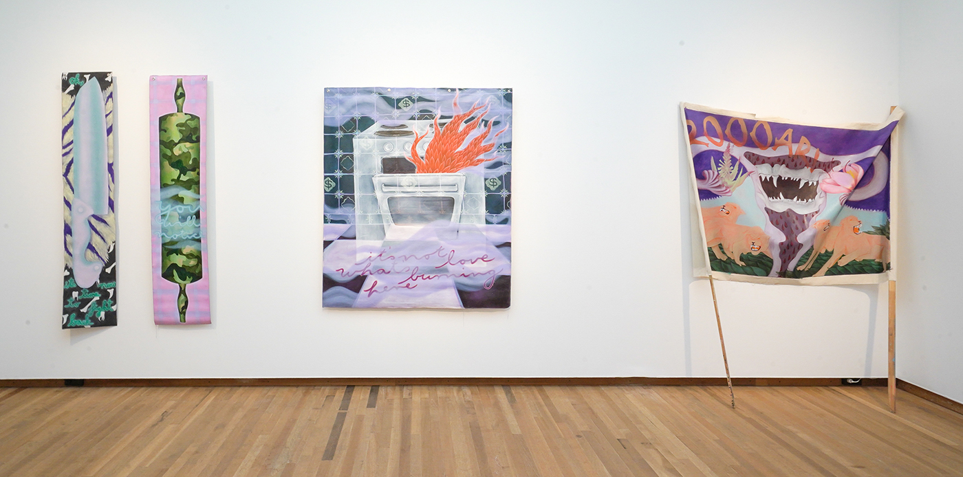 Marleen Rothaus - Notification & Fight Back & We Call It Work & Self Defence - Olieverf op doek