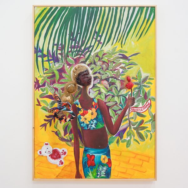 Eugenie Boon - Romantisizing the American Dream - 200x140cm Acrylverf, purschuim, draad, textiel, satestokje, palet en isolatiebuis op doek