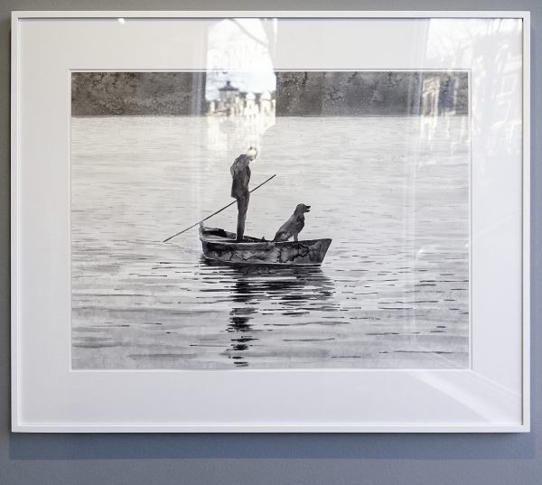 Hans Op de Beeck - Boatman (study) - 80x100cm, Zwart en witte waterverf op Arches papier