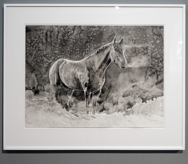 Hans Op de Beeck - Two Horse (night time) - 81x100cm, Zwart en witte waterverf op Arches papier
