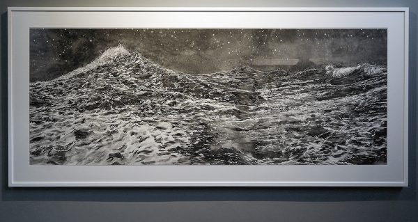 Hans Op de Beeck - Two Waves (2) - 130x290cm, Zwart en witte waterverf op Arches papier