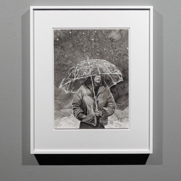 Hans Op de Beeck - Umbrella - 59x49cm, Zwart en witte waterverf op Arches papier