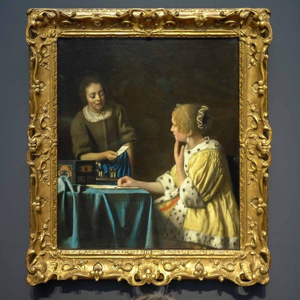 Johannes Vermeer - Dame en dienstmeid - 90x79cm, Olieverf op doek, circa 1664-1667