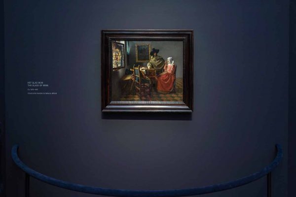 Johannes Vermeer - Het glas wijn - 68x80cm, Olieverf op doek, circa 1659-1661