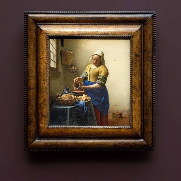 Johannes Vermeer - Het melkmeisje - 46x41cm, Olieverf op doek, circa 1658-1659