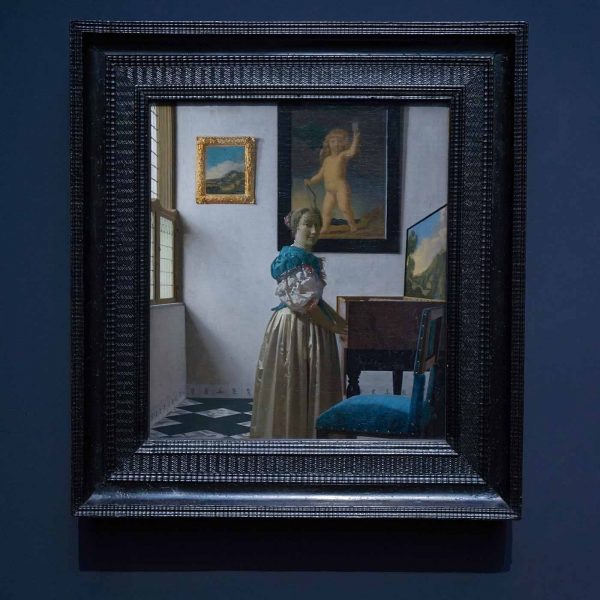 Johannes Vermeer - Staande virginaalspeelster - 52x45, Olieverf op doek, circa 1670-1672