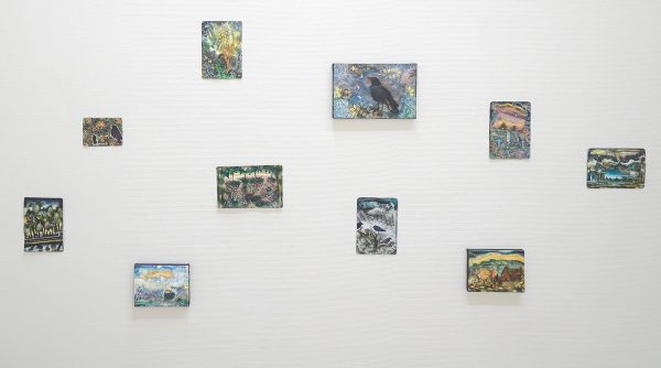 Anne Feddema - Wandelingen, begraafplaatsen, vogels en tuinen - Mixed media op karton en doek