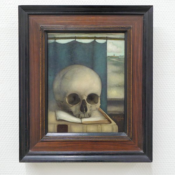 Jan Mankes - Stileven met schedel op boek - Olieverf op doek