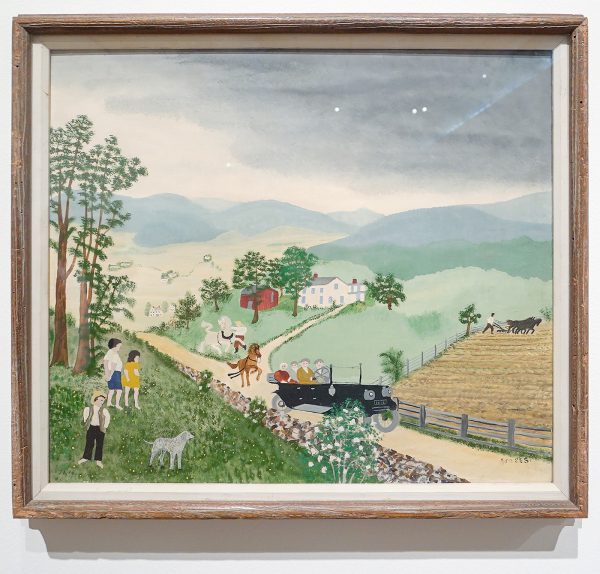 Grandma Moses - Automobiel - Olieverf op geperst hout, 1943