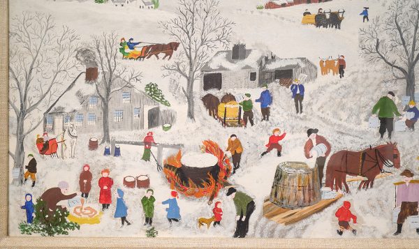 Grandma Moses - Het bereiden van ahornsuiker - Olieverf op doek, 1943 (detail)