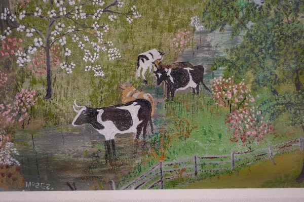 Grandma Moses - Shendoahvallei (18,61, nieuws over de slag) - Olieverf op tafellaken, voor 1938 (detail)