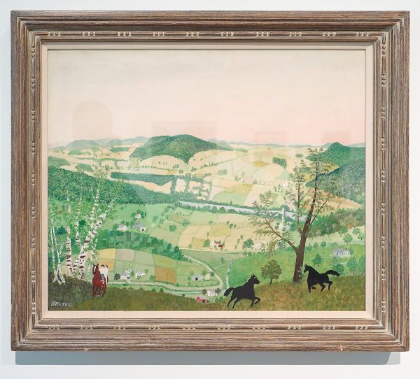 Grandma Moses - Zwarte Paarden - Olieverf op hardboard, 1942