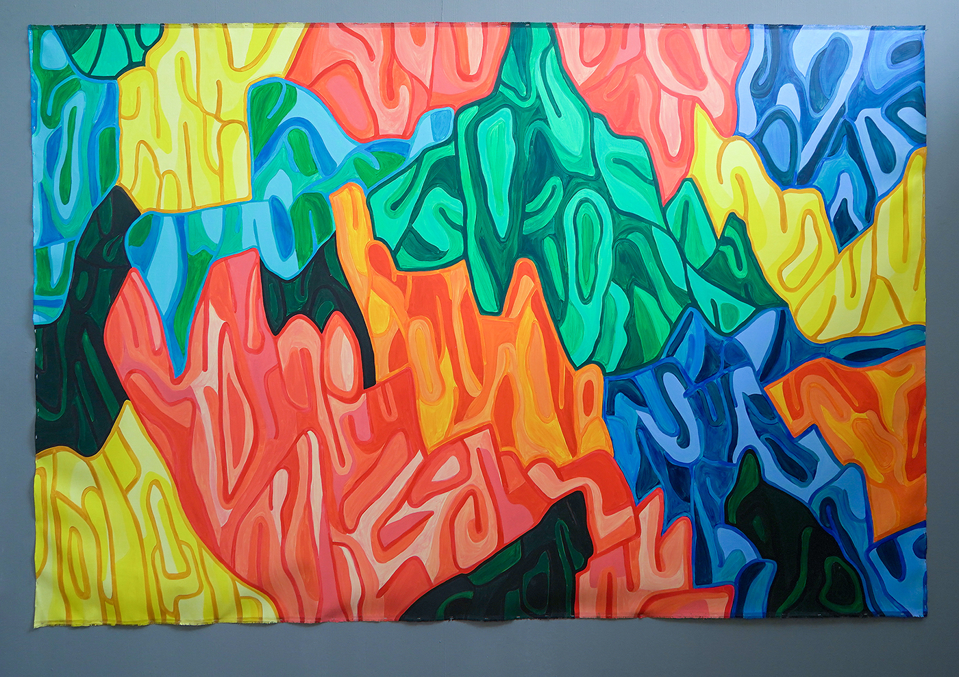 Christina de Korte - Mughal Mountains - 216x326cm, Acrylverf op canvas