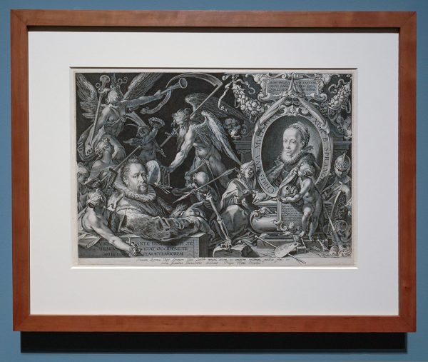 Aegidius Sadeler II - Allegorisch portret van Bartholomeus Spranger en zijn vrouw Christina Muller - Gravure, 1600