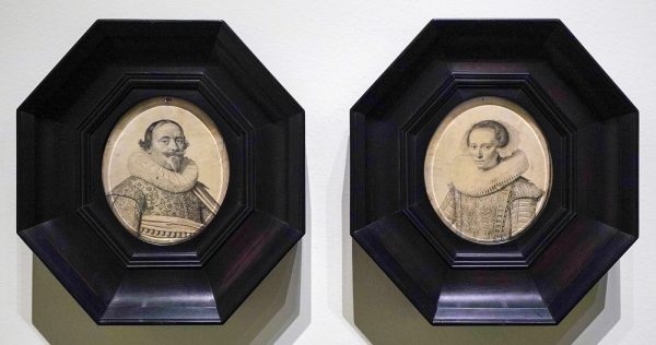 David Bailly - Portretten van een onbekend echtpaar - Pen in bruine en zwarte inkt op vellum, circa 1628