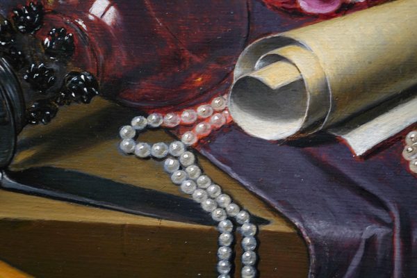 David Bailly - Vanitasstilleven met portret van een jonge schilder - Olieverf op paneel, 1651 (detail)