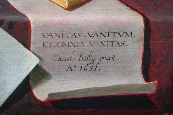 David Bailly - Vanitasstilleven met portret van een jonge schilder - Olieverf op paneel, 1651 (detail)