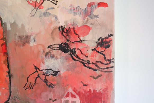 Hannah van Bart - Eine Krahe war mit mir aus der Stadt gezogen - Olieverf op doek, 2018 (detail)