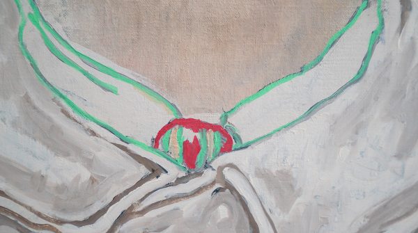 Hannah van Bart - Young Woman with Grey Coat - Olieverf op doek, 2014 (detail)