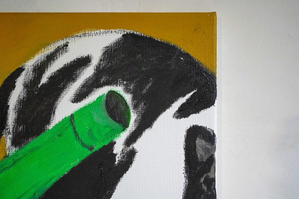 Danielle Hoogendoorn - Gieter en kat - 40x50cm, Olieverf en acrylverf, oliesticks op linnen (detail)