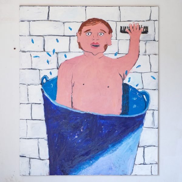 Danielle Hoogendoorn - Kind in bad - 165x135cm, Olieverf en acrylverf, oliesticks op linnen